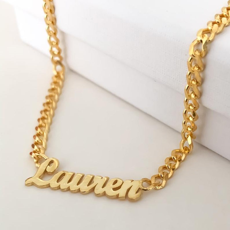 Men's Curb Chain Necklace with Names